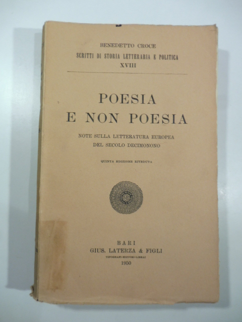 Poesia e non poesia. Note sulla letteratura europea del secolo decimonono